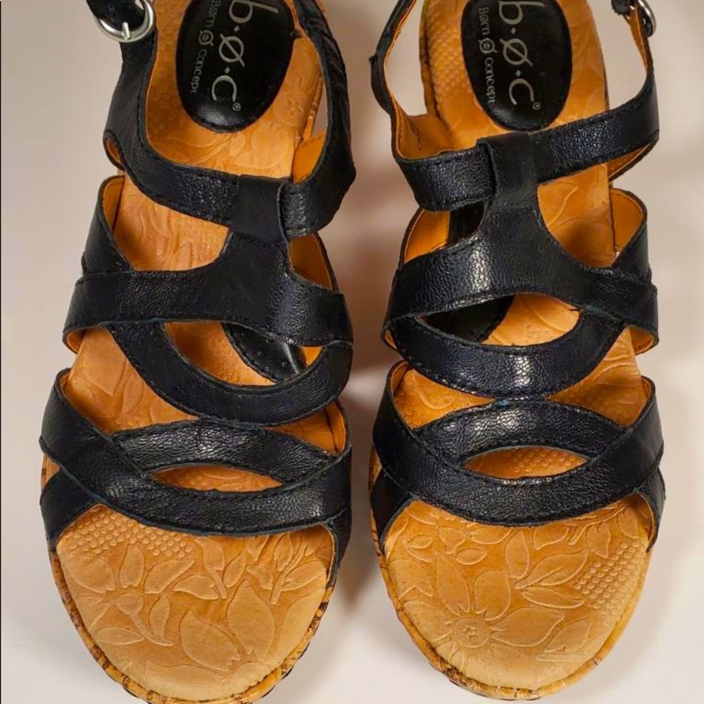 BOC Black Chyna Wedge Sandals